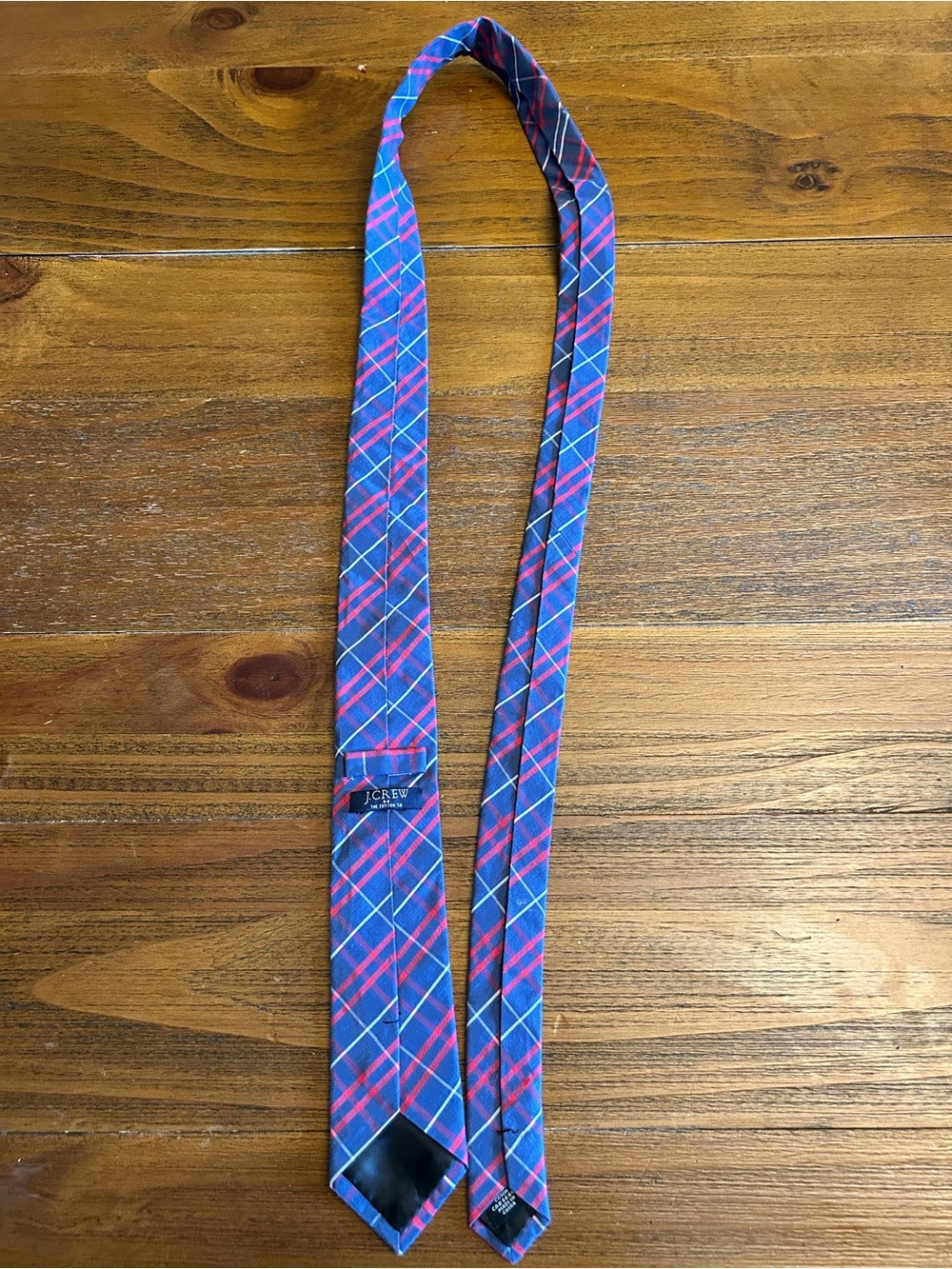 J.Crew Cotton Tie Blue Red Plaid | Preppy Ivy Style Necktie